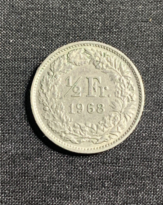 Moneda 1/2 franci 1968 Elvetia