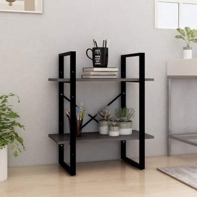 vidaXL Bibliotecă cu 2 rafturi, gri, 60x30x70 cm, lemn masiv de pin 806434 foto