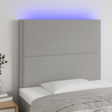 VidaXL Tăblie de pat cu LED, gri deschis, 90x5x118/128 cm, textil