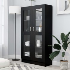 Dulap cu vitrina, negru, 82,5 x 30,5 x 150 cm, PAL GartenMobel Dekor foto