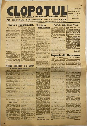 1934 Ziar 3 CLOPOTUL Botosani, Scarlat Callimachi, comunsim interbelic, socialism greva Grivita greve Chisinau, Printul Rosu, apecte din Germania 2 p