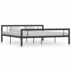 Cadru de pat, gri și alb, 180 x 200 cm, metal