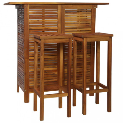 vidaXL Set masă și scaune de bar, 3 buc., lemn masiv de salc&amp;acirc;m foto
