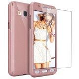 Husa FullBody Elegance Luxury Rose-Gold pentru Samsung Galaxy J3 2016 acoperire 360 grade cu folie de