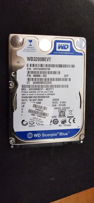 Hard Disk Drive (HDD) 320 GB , WESTERN DIGITAL , SATA PENTRU LEPTOP , 100% VIATA TESTAT SENTINEL , ARE 119 ZILE SI 11 ORE DE FUNCTIONARE .