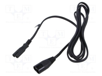 Cablu IEC C7 mamă - IEC C8 tată 2m 2x0,75mm&amp;sup2; 2,5A PVC negru POS foto