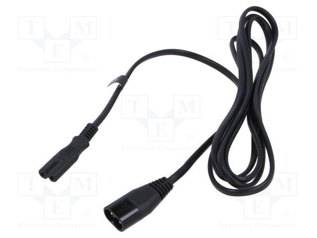 Cablu IEC C7 mamă - IEC C8 tată 2m 2x0,75mm&sup2; 2,5A PVC negru POS
