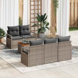 VidaXL Set canapea de grădină gri 6 pcs Gri Mediu Ratan, Poliester