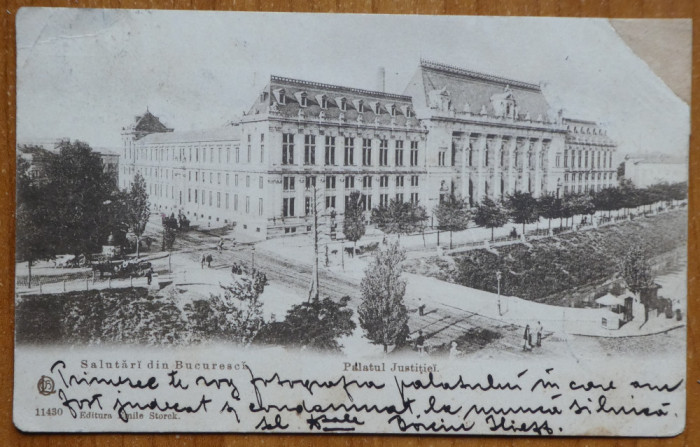 CP clasica , Bucuresti , Palatul Justitiei , circulata , 1900