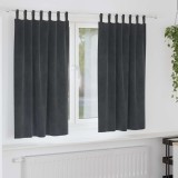 Draperii opace cu agățătoare, 2 buc., gri deschis, catifea