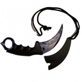 Cutit Karambit albastru, fulger si tunet, teaca, snur de agatat, CS:GO