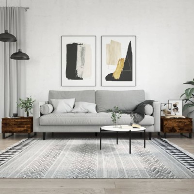 vidaXL Mese de cafea 2 buc. stejar fumuriu 50x46x35 cm lemn compozit foto