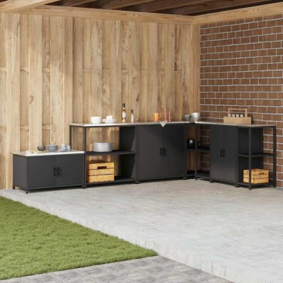 vidaXL Raft de depozitare pentru bucătărie cu raft Negru Oţel 874954 foto