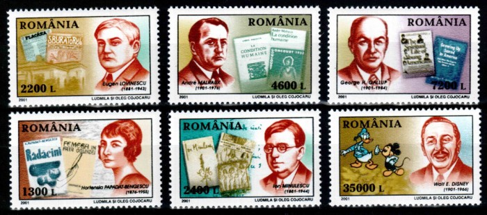 Romania 2001, LP 1544 + 1545, Personalitati I + II, 2 serii, MNH! LP 8,30 lei