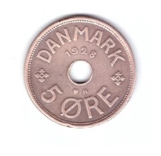 Moneda Danemarca 5 ore 1928, stare buna, curata