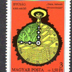 UNGARIA 1980, Expo. Filatelica Tineret, Ceas simbolic, MNH, serie neuzata