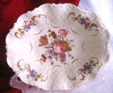 BOL BOMBONIERA PORTELAN BAVARIA DECOR FLORAL CU TRANDAFIRI 20 CM