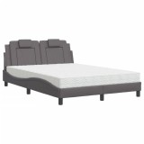 Cumpara ieftin Pat, Viana, cu saltea, gri, 120x200 cm, piele ecologica
