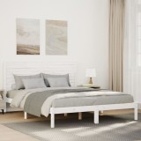 vidaXL Cadru pat foarte lung fără saltea, alb, 140x220 cm lemn masiv