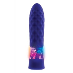 Glont Vibrator Raver, 8 Moduri Vibratii, Lumini LED integrate, Silicon, USB, Mov, 12.5 cm