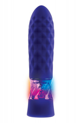 Glont Vibrator Raver, 8 Moduri Vibratii, Lumini LED integrate, Silicon, USB, Mov, 12.5 cm foto