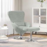 Fotoliu Egg Gossi Gri Deschis Catifea + Suport Picioare, Cadru Otel, Design Ergonomic, Confortabil, Relaxare, Living