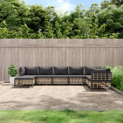 vidaXL Set mobilier de grădină cu perne, 8 piese, antracit, poliratan foto