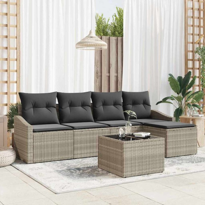 vidaXL Set de canapele pentru grădină 6 pcs Gri deschis Rattan poli 3346692