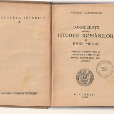 AURELIAN SACERDOTEANU - COSIDERATII ASUPRA ISTORIEI ROMANILOR IN EVUL MEDIU 1936
