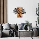 Decoratiune de perete lemn Copacul Familia, Negru, 72 x 58 x 3 cm