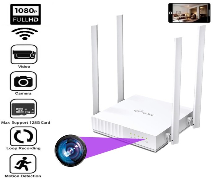 Camera Spion C24A Ascunsa in Router Wireless Alb,WIFI, FH,cu Card de 32GB Inclus