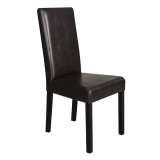 Scaun bucatarie / living fix Eco, tapitat, lemn + imitatie piele, wenge + negru