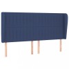 Tablie de pat cu aripioare, albastru, 183x23x118/128 cm, textil