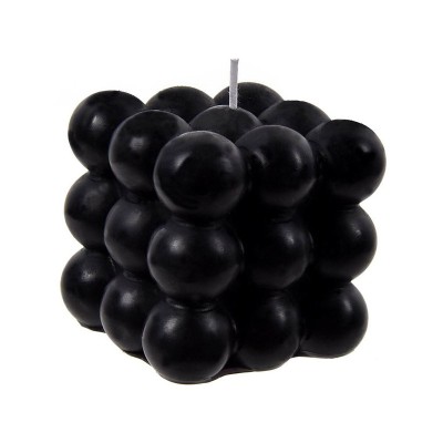 Lumanare decorativa Cub din bile, 6x6 cm, Negru, ATU-083958 foto