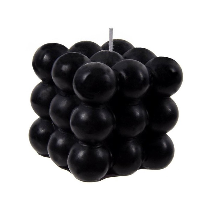 Lumanare decorativa Cub din bile, 6x6 cm, Negru, ATU-083958