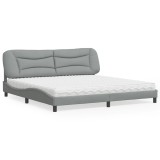 Cumpara ieftin Pat cu saltea, gri deschis, 200x200 cm, textil