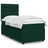 vidaXL Pat box spring cu saltea, verde &icirc;nchis, 100x200 cm, catifea 3292271