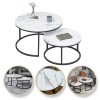 Set 2 masute de cafea, aspect marmura, 2 in 1, albe, diametru 60 si 80 cm, JollyMag, STL14