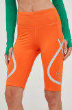 Adidas by Stella McCartney pantaloni scurți de alergare femei, culoarea portocaliu, cu imprimeu, high waist