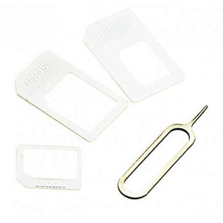 4 in 1 adaptoare SIM Micro-SIM Nano-SIM si cheie cu pin Culoare Alb