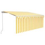 Cumpara ieftin Copertina manuala cu LED solar 3 x 2,5 m Dungi galbene si albe