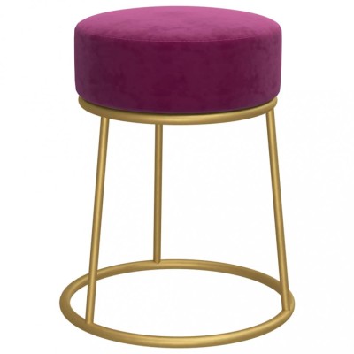 Taburet rotund, violet, catifea foto