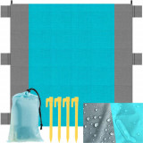 Pătură de Picnic Impermeabilă, Gri-Albastru, Poliester, 208 x 208 cm, cu Pungă și 4 Țăruși