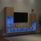 vidaXL Unități de perete TV cu LED-uri, 4 piese, stejar sonoma, lemn
