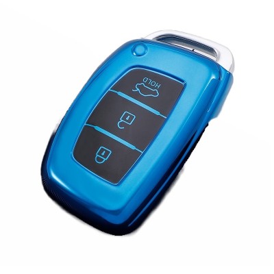 Husa Cheie Hyundai Tucson 2016+, Smartkey, 3 Butoane, Tpu, Albastra foto