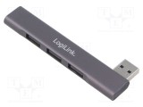 Hub USB LOGILINK 4 porturi USB A 3.2 gri aluminiu PnP