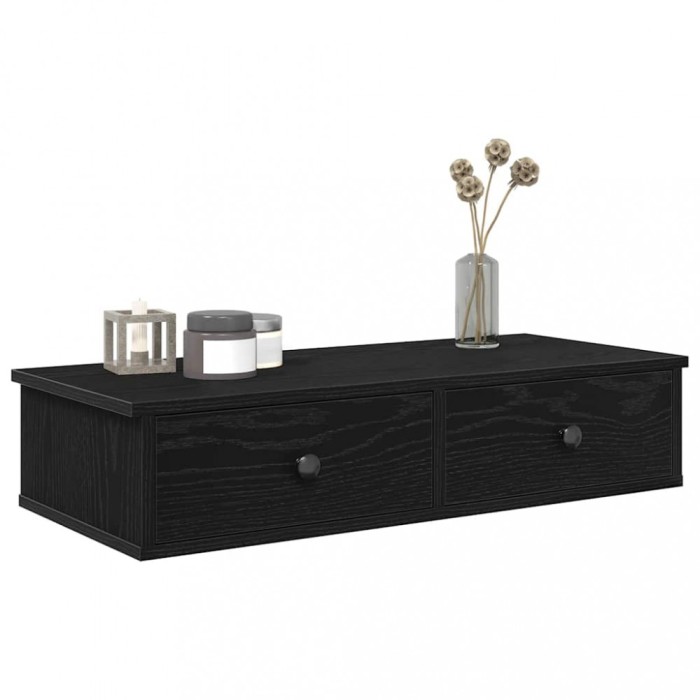 Gossi raft de perete cu sertare negru 80x31x17 cm lemn prelucrat