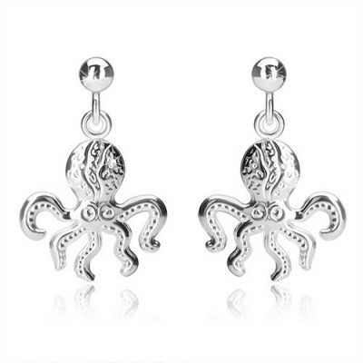 Cercei din argint 925 - caracatiță cu cinci tentacule, bilă lucioasă, &amp;icirc;nchidere de tip fluturaș foto