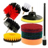 Set perii de curatare si discuri abrazive pentru bormasina, 1/4", 11 piese, Verke
