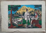 Scena pastorala// litografie romaneasca